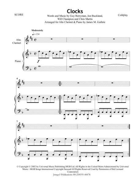 Clocks (arr. James M. Guthrie, ASCAP)