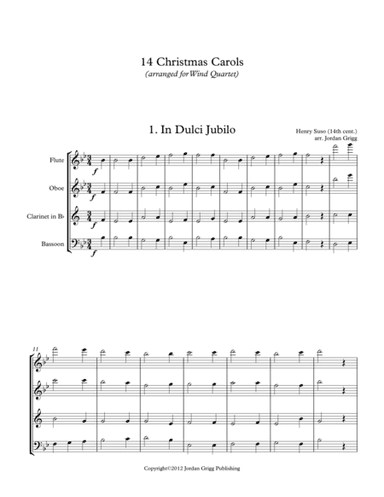14 Christmas Carols (arranged for Wind Quartet) (arr. Jordan Grigg)