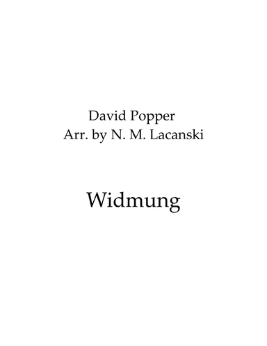 Widmung (arr. Nick Lacanski)