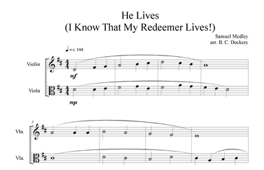 He Lives (Violin and Viola Duet) (arr. B. C. Dockery)