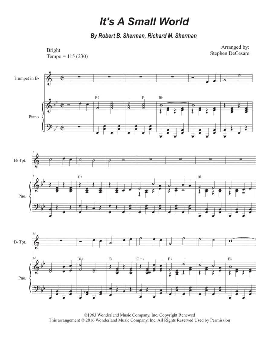 It's A Small World (arr. Stephen DeCesare)