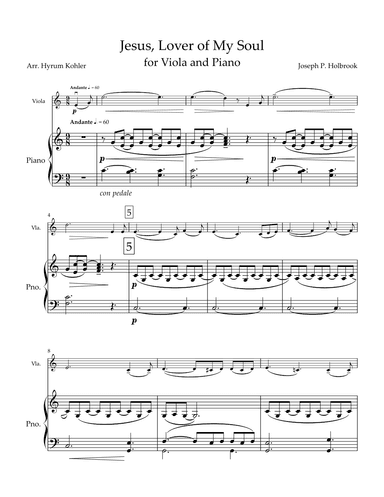 Jesus, Lover of My Soul for Violin or Viola and Piano (arr. Hyrum Kohler)