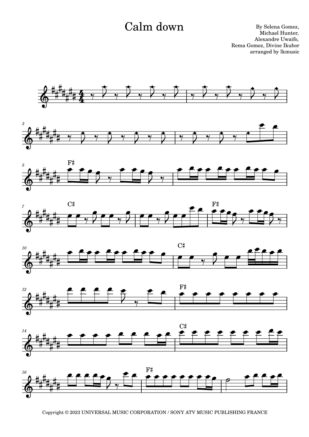 Calm Down (arr. Lkmusic)