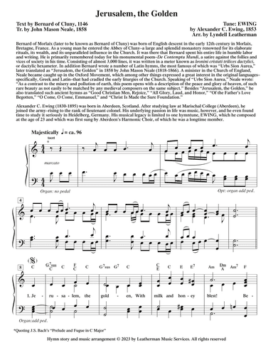 Jerusalem, the Golden (arr. Lyndell Leatherman)