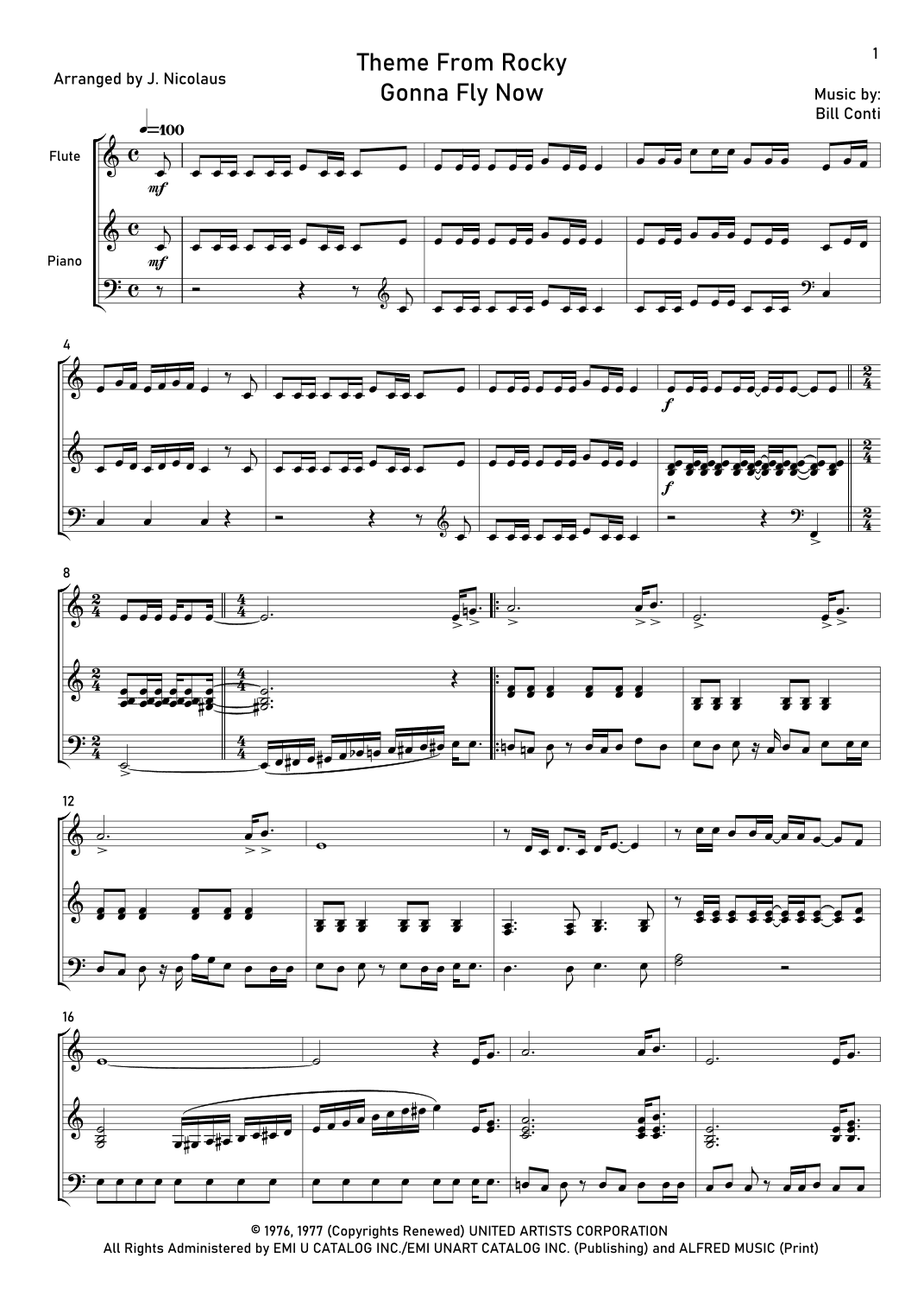 Gonna Fly Now (arr. John Nicolaus)