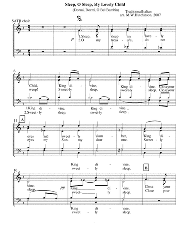 Sleep, O Sleep, My Lovely Child (voices) (arr. Michael W. Hutchinson)