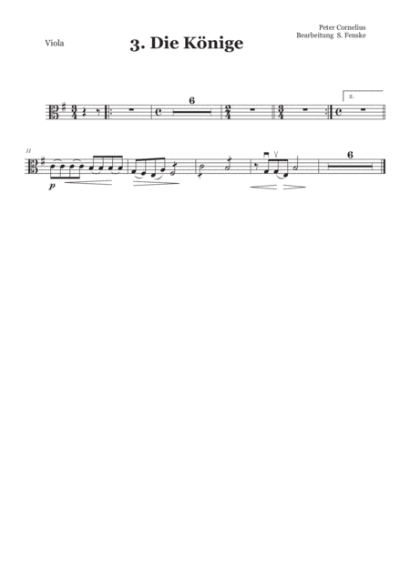 Peter Cornelius Weihnachtslieder - 3. Die Könige - Viola (arr. Sabine Fenske)