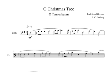 O Christmas Tree (O Tannenbaum) for Solo Cello (arr. B. C. Dockery)