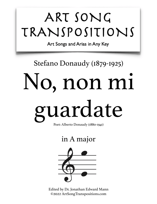 DONAUDY: No, non mi guardate (transposed to A major) (arr. ArtSongTranspositions.com)