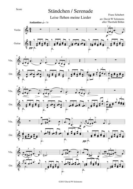 Ständchen (Serenade) for violin and guitar after Theobald Böhm (arr. Theobald Böhm, David Warin Solomons)