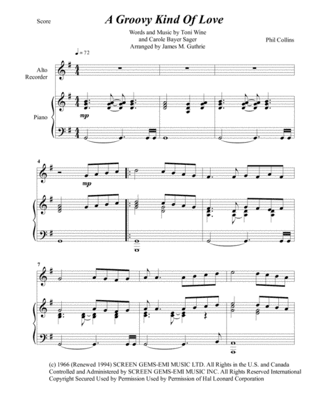 A Groovy Kind Of Love (arr. James M. Guthrie)
