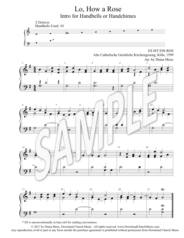 Lo, How A Rose - Hymn introduction for 10 handbells or chimes (arr. Diana Meux)