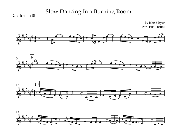 Slow Dancing In A Burning Room (arr. Fabio Britto)