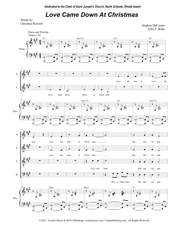Love Came Down At Christmas (SATB)