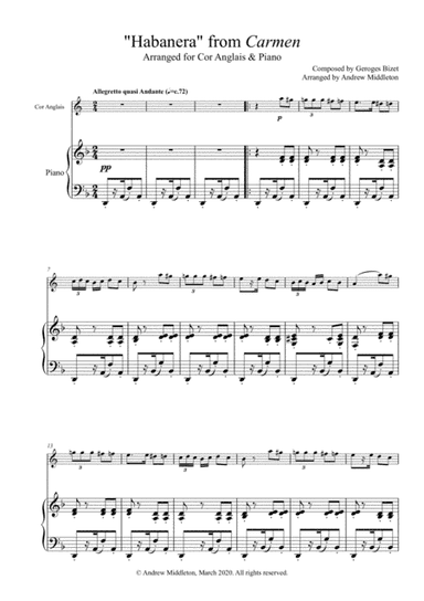Habanera from Carmen arranged for Cor Anglais and Piano (arr. Andrew Middleton)