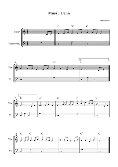 String Duet - Muss I Denn (Easy) (arr. Wesley S. SIlva)