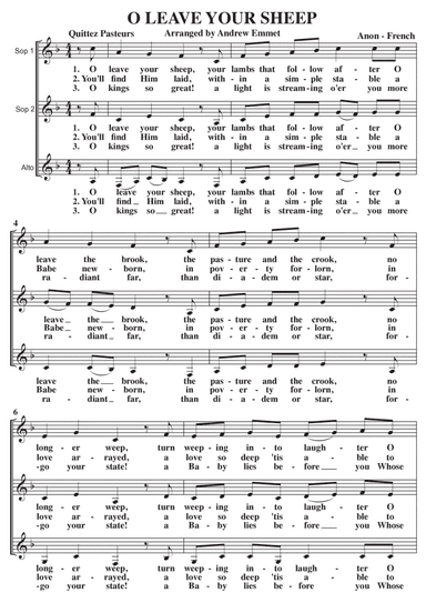 O Leave Your Sheep A Cappella SSA (arr. Andrew Emmet)