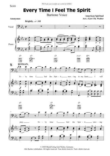 Every Time I Feel The Spirit (arr. Gert Th. Walter)