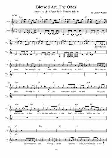 Blessed are the Ones - tenor/soprano vocal duet (lead sheet)