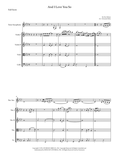 And I Love You So (arr. Fernando Britto)