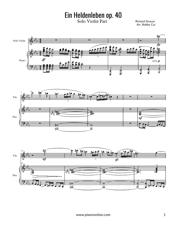 Ein Heldenleben (Violin solo & Piano accompaniment) (arr. Bobby Cyr)
