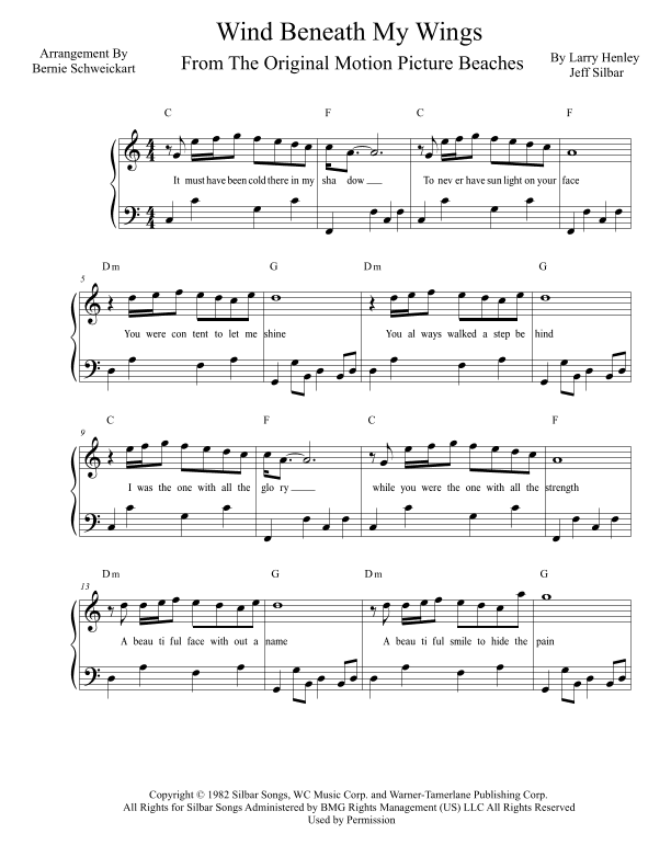 The Wind Beneath My Wings (arr. Bernie Schweickart)