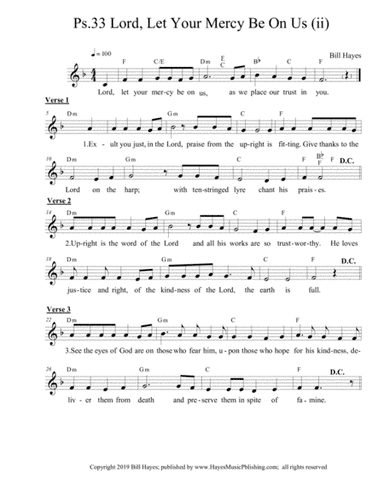 Psalm 33:  Lord Let Your Mercy Be On Us (ii)
