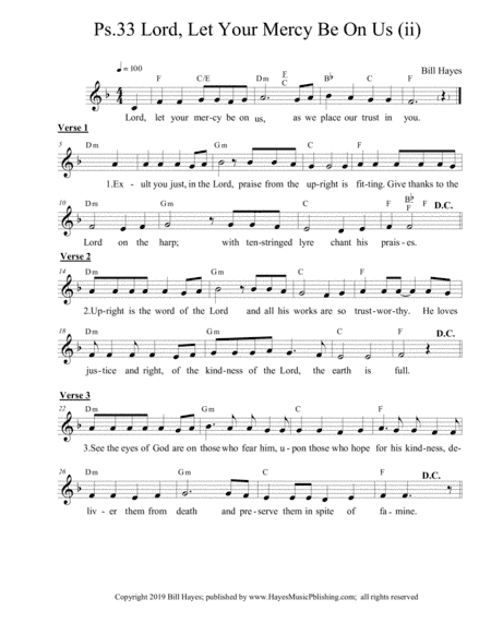 Psalm 33:  Lord Let Your Mercy Be On Us (ii)