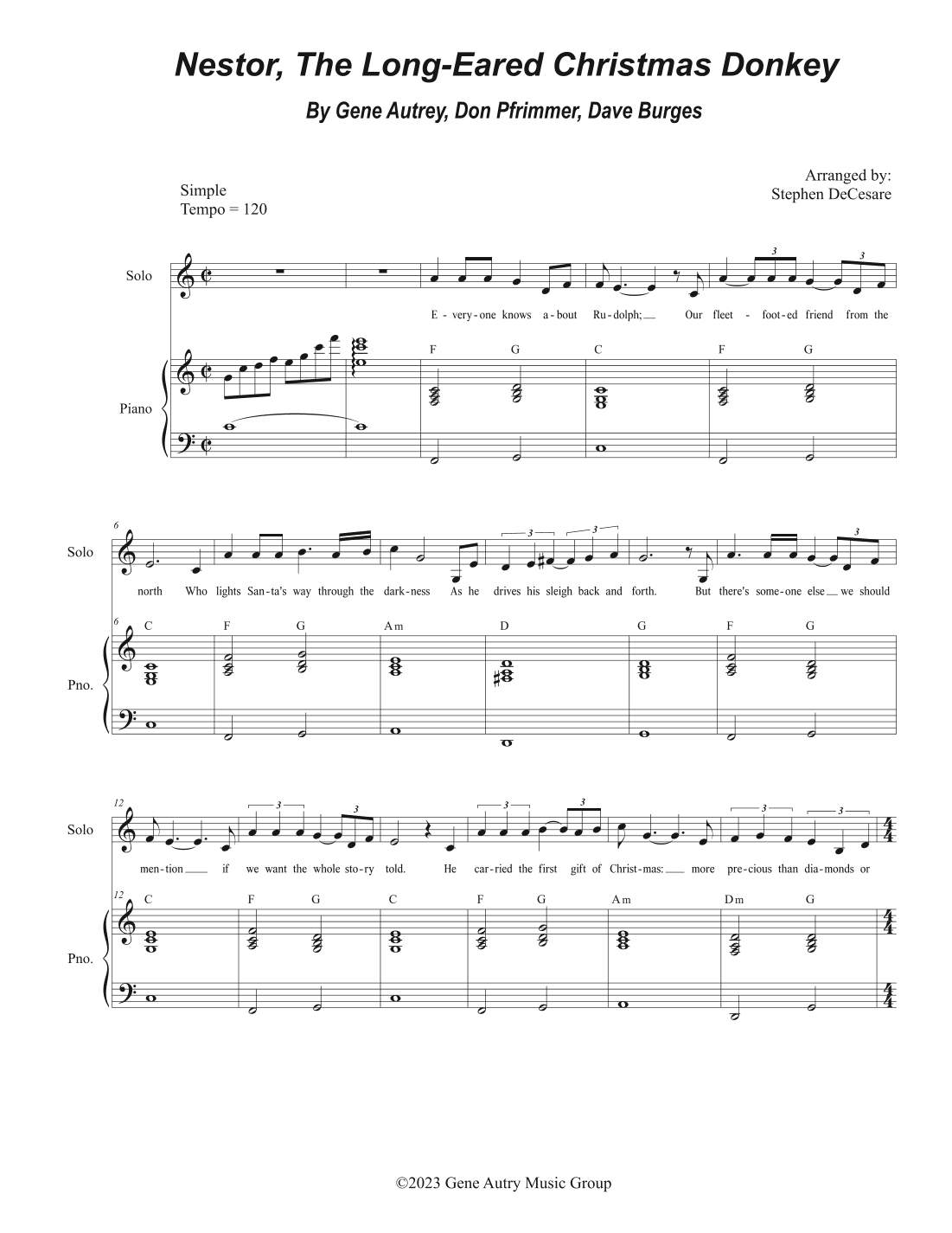 Nestor, The Long-eared Christmas Donkey (arr. Stephen DeCesare)