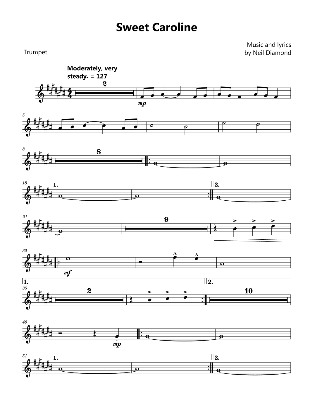 Sweet Caroline (arr. David Lartey)