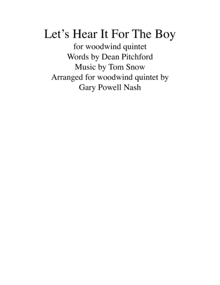 Let's Hear It For The Boy (arr. Gary Powell Nash)