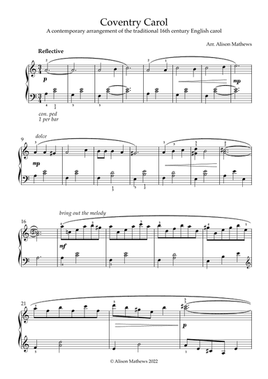 Coventry carol - piano solo (arr. Alison Mathews)