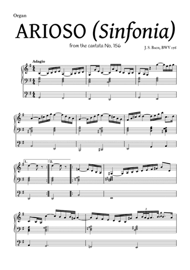 ARIOSO, by J. S. Bach (sinfonia) - for Organ and accompaniment (arr. Leyandder Trustworthy)