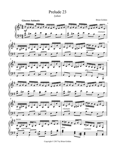 Prelude 23 in G Major Lydian