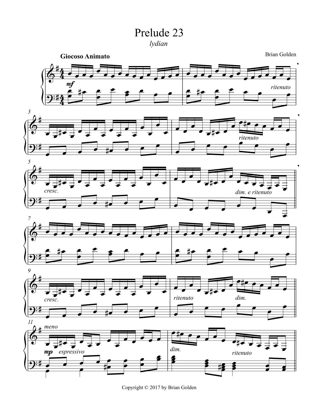 Prelude 23 in G Major Lydian