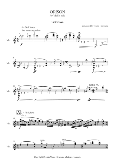 "ORISON" for Violin solo