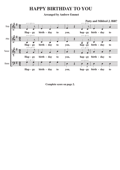Happy Birthday To You A Cappella SATB (arr. Andrew Emmet)