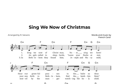Sing We Now of Christmas (Key of C Minor) (arr. R. Salvario)
