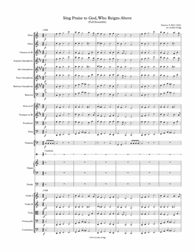 Sing Praise to God, Who Reigns Above (Full Ensemble) (arr. Jordan Grigg)