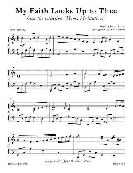 My Faith Looks Up to Thee (LARGE PRINT Piano Solo) (arr. Sharon Wilson Music)