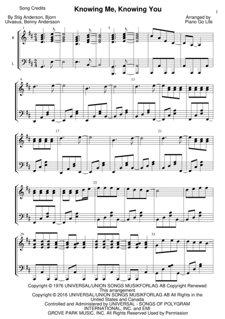 Knowing Me, Knowing You (arr. Piano Go Life)