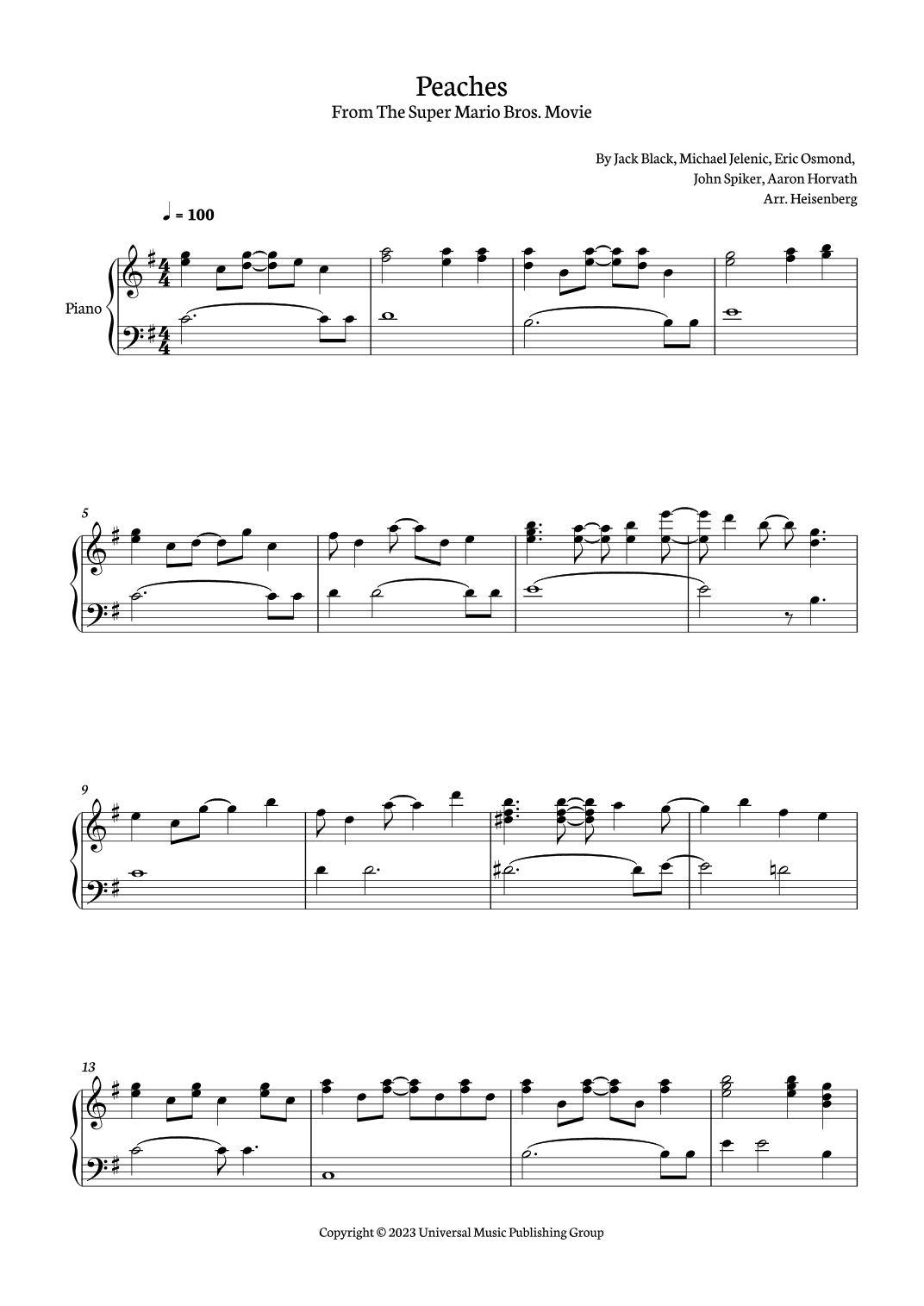 Peaches (arr. Heisenberg)