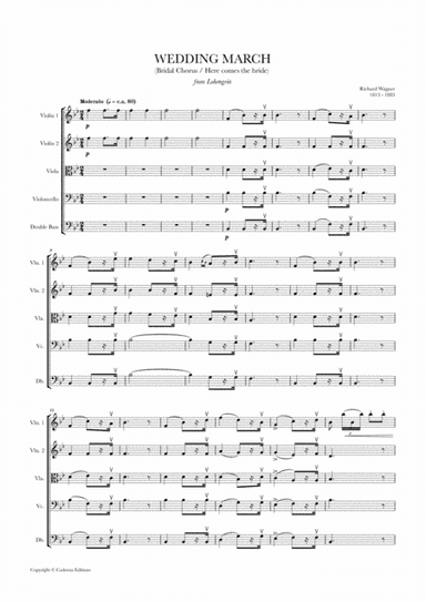 Wedding March (Bridal Chorus - Here comes the Bride) for String Quintet (2 Violins, Viola, Cello and (arr. Cadenza Editions)