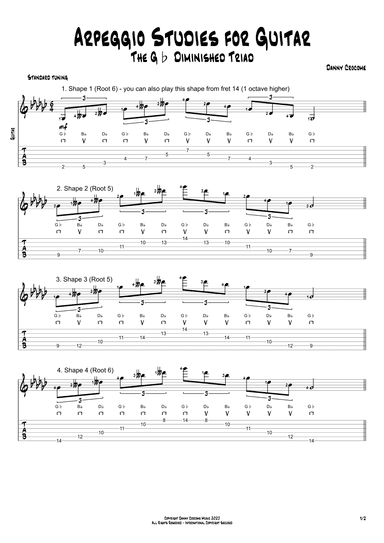 Arpeggio Studies for Guitar - The Gb Diminished Triad
