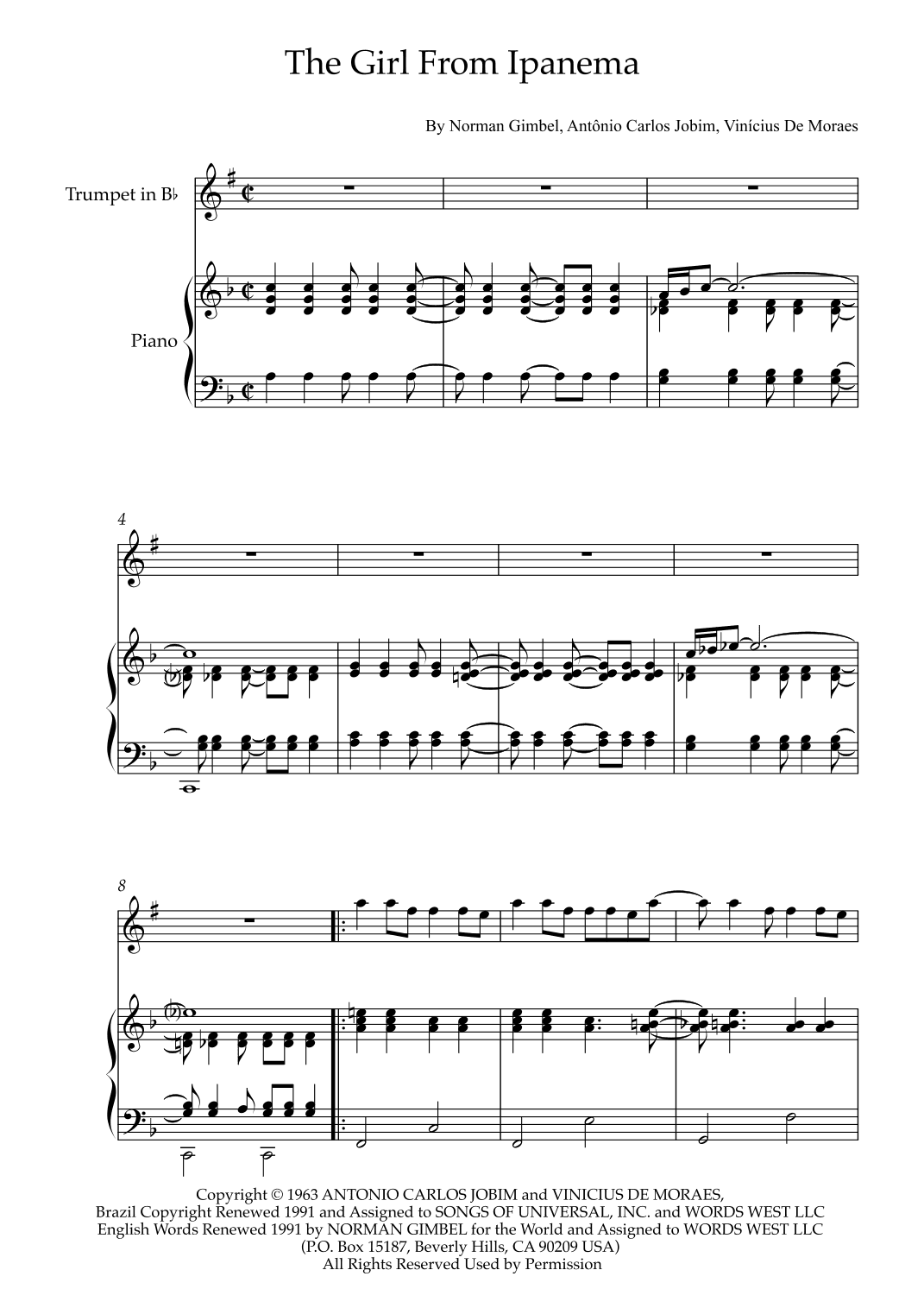 The Girl From Ipanema (garôta De Ipanema) (arr. Karen Gueiros)