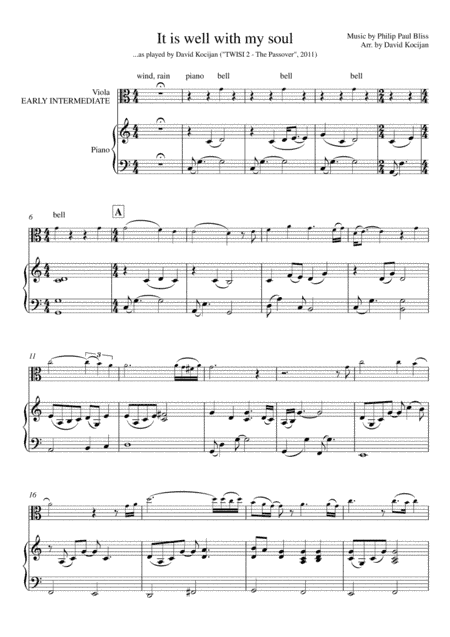 It is well with my soul (piano & viola) - EARLY INTERMEDIATE (arr. David Kocijan)