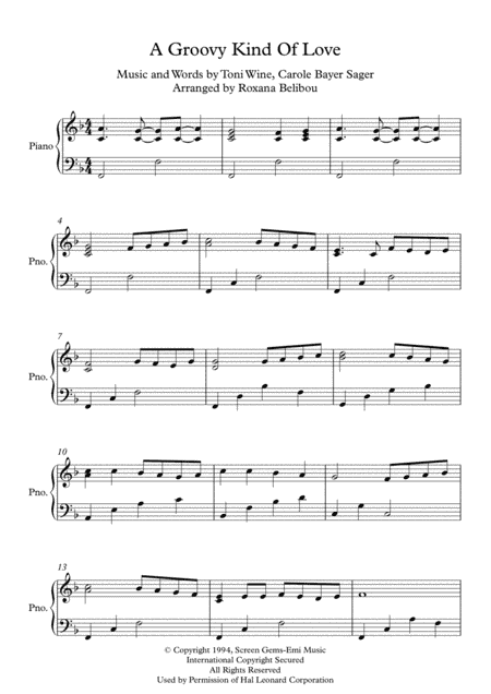 A Groovy Kind Of Love (arr. Roxana Belibou)