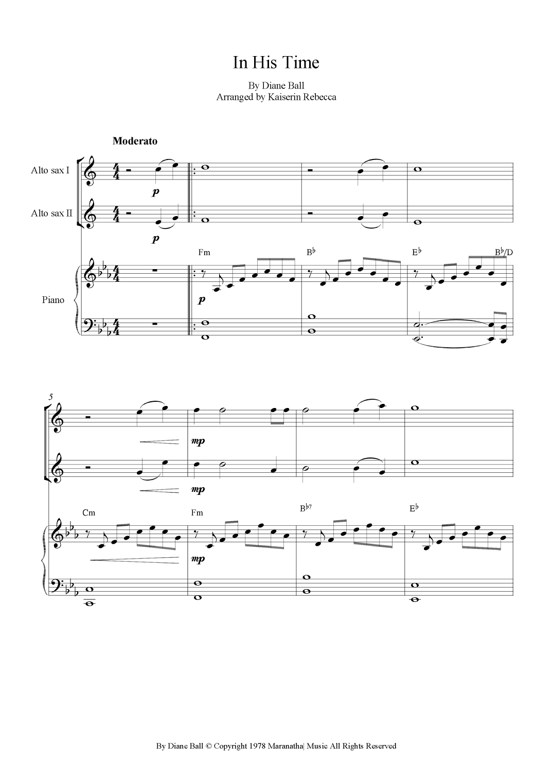 In His Time (arr. Kaiserin Rebecca)