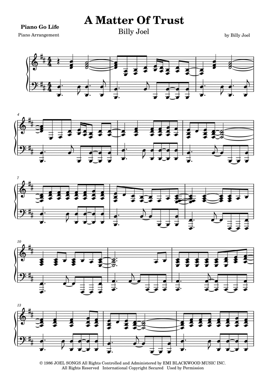 A Matter Of Trust (arr. Piano Go Life)