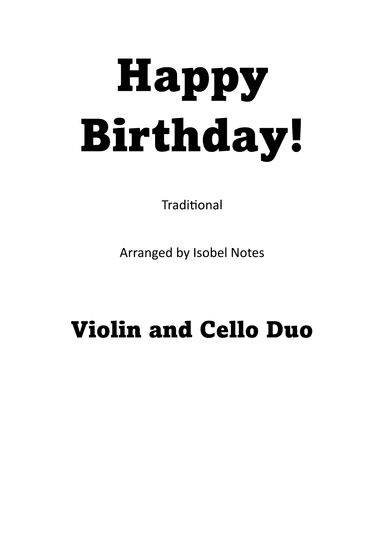 Happy Birthday for Violin and Cello Duo (arr. Isobel Notes)